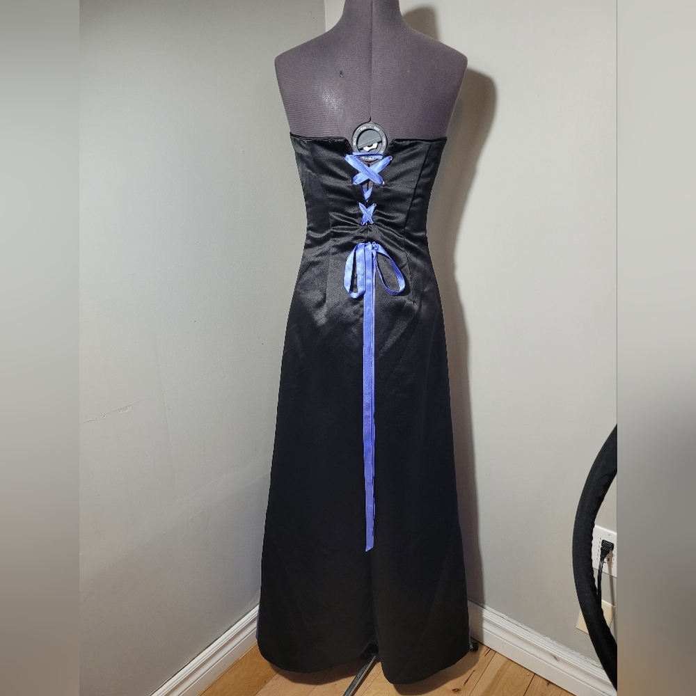 SZ3 Jessica McClintock Gunne Sax Strapless Corset Colorblock Satin Maxi Gown - Picture 5 of 9